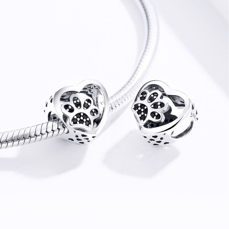 Casual Handmade Novelty Animal Paw Print Zircon Sterling Silver Wholesale Jewelry Accessories display picture 9