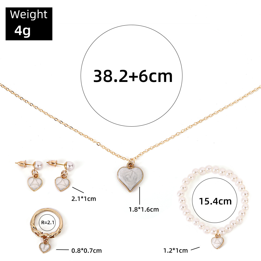 Simple Style Heart Shape Alloy Enamel Girl's Bracelets Earrings Necklace display picture 1