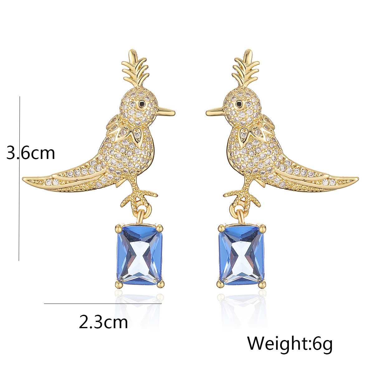 1 Pair Elegant Lady Vacation Bird Plating Inlay Copper Zircon 18k Gold Plated Drop Earrings display picture 1