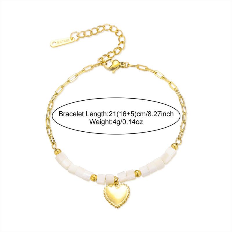 Cute Sweet Heart Shape Stainless Steel Opal Charm Bracelets display picture 2
