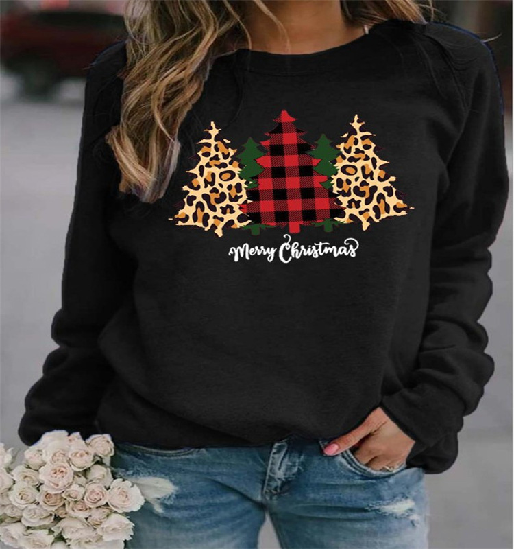 Women's Hoodie Long Sleeve Hoodies & Sweatshirts Printing Christmas Christmas Tree Letter display picture 1