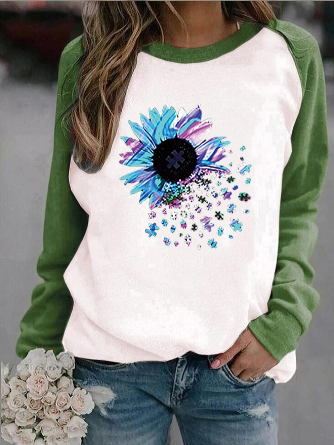 Mujeres Sudadera Manga Larga Sudaderas Con Capucha Y Sudaderas Impresión Casual Flor display picture 4