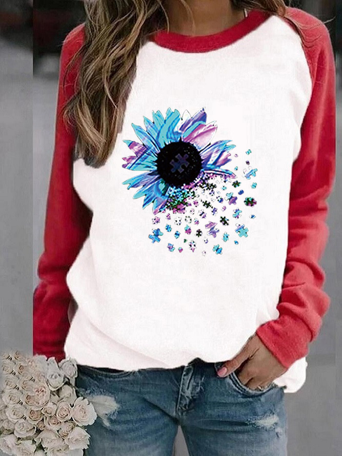 Women's Hoodie Long Sleeve Hoodies & Sweatshirts Printing Casual Flower display picture 5