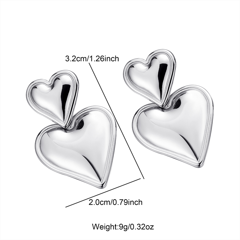 1 Pair Cute Sweet Heart Shape Stainless Steel Earrings display picture 5