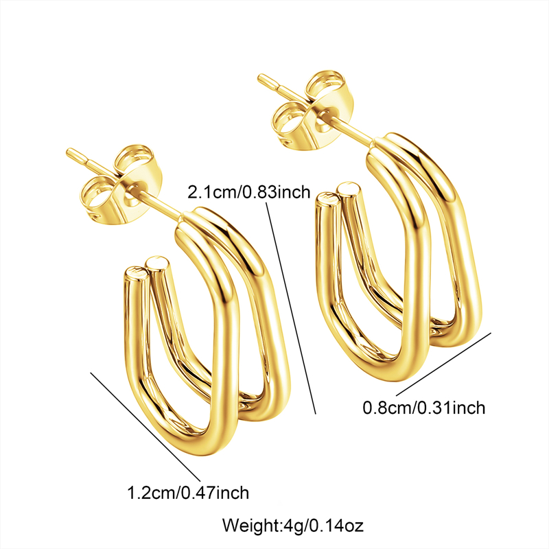 1 Pair Elegant Solid Color U Shape Stainless Steel Ear Studs display picture 2