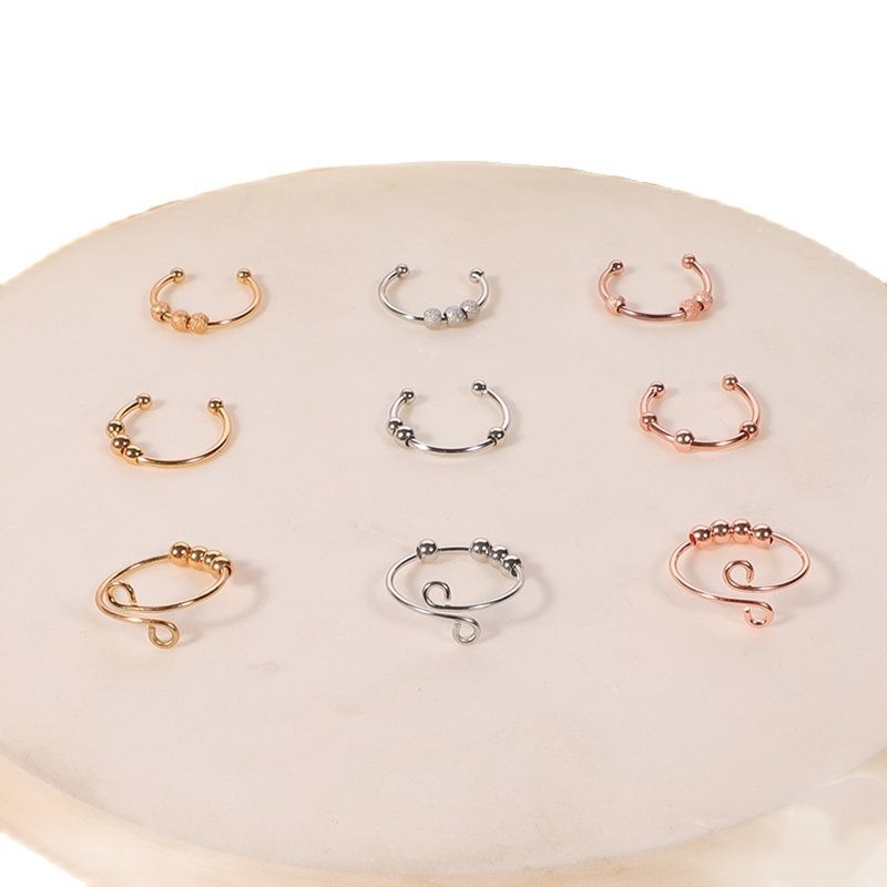 201 Stainless Steel Copper Simple Style Plating Solid Color Open Rings display picture 11