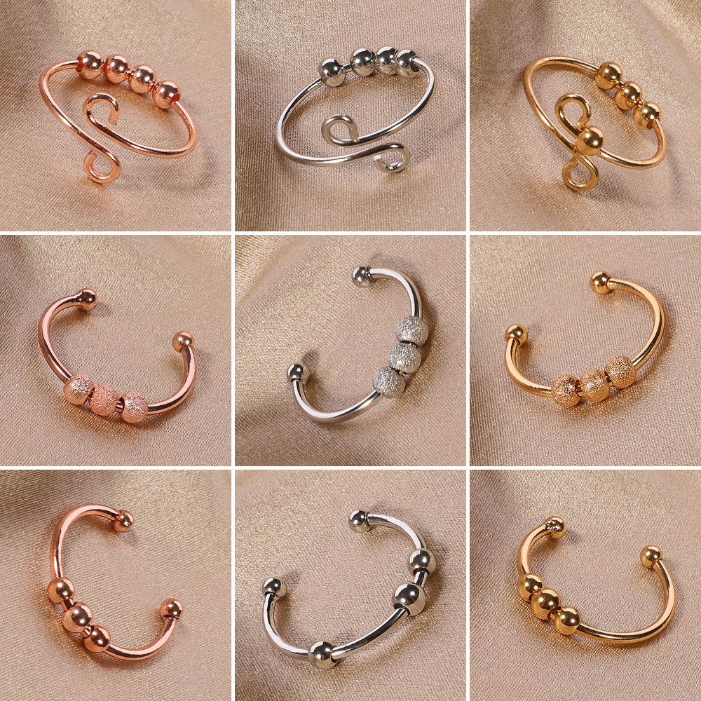 201 Stainless Steel Copper Simple Style Plating Solid Color Open Rings display picture 12
