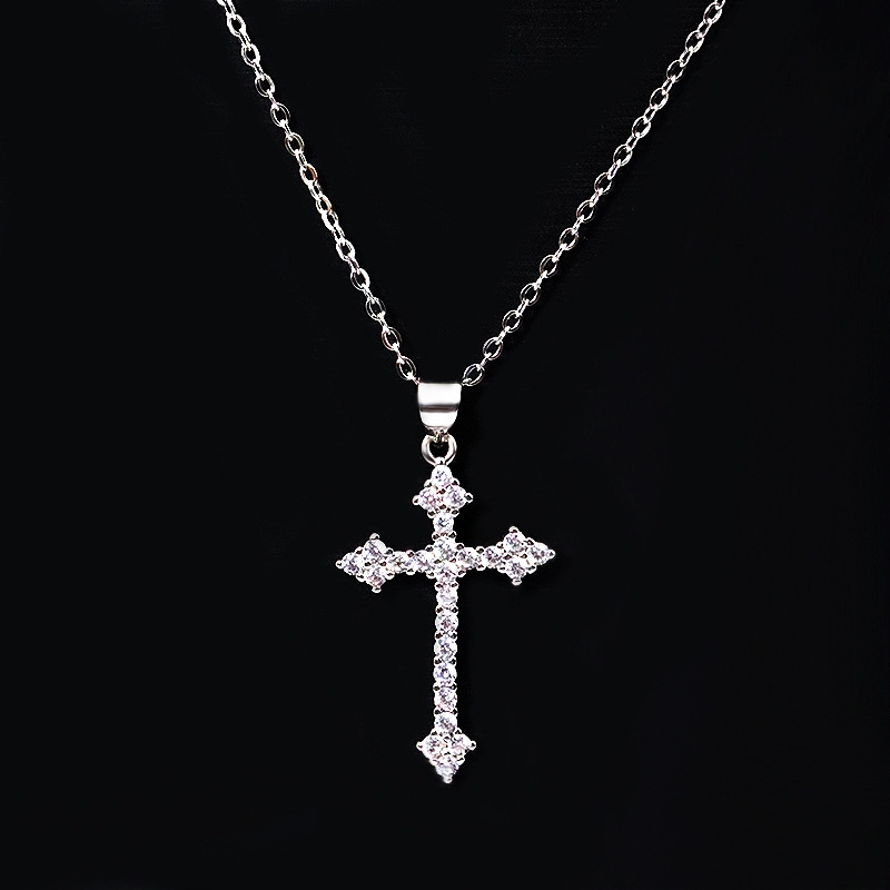 Wholesale Simple Style Cross 201 Stainless Steel Copper Plating Inlay Zircon Pendant Necklace display picture 1
