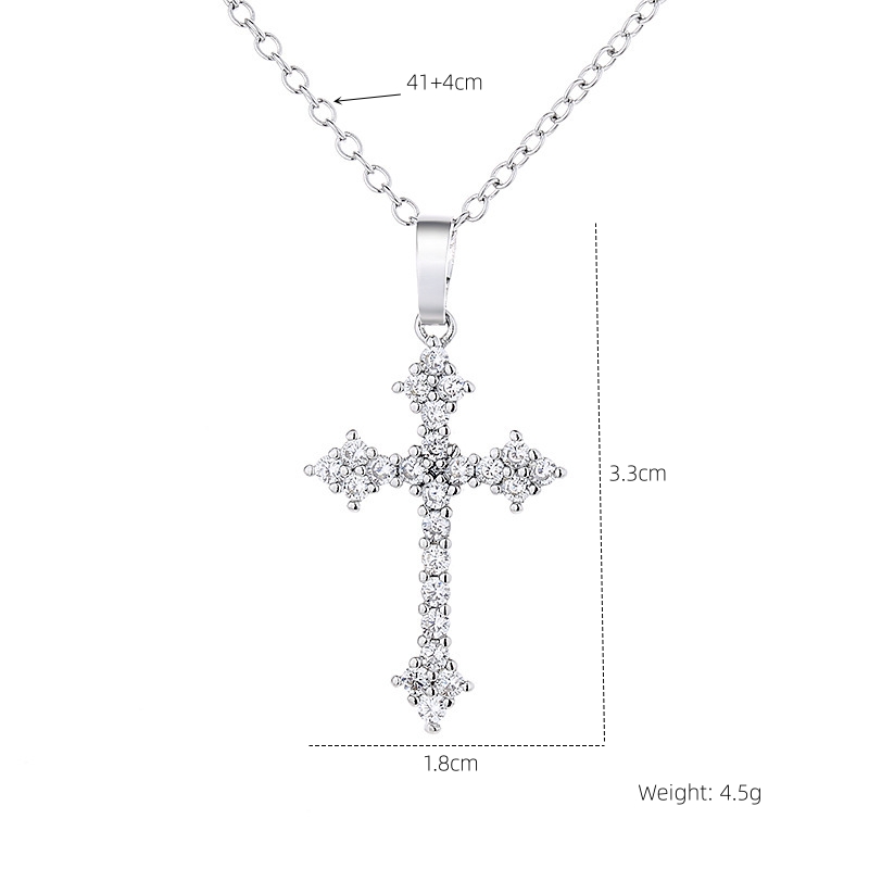 Wholesale Simple Style Cross 201 Stainless Steel Copper Plating Inlay Zircon Pendant Necklace display picture 7