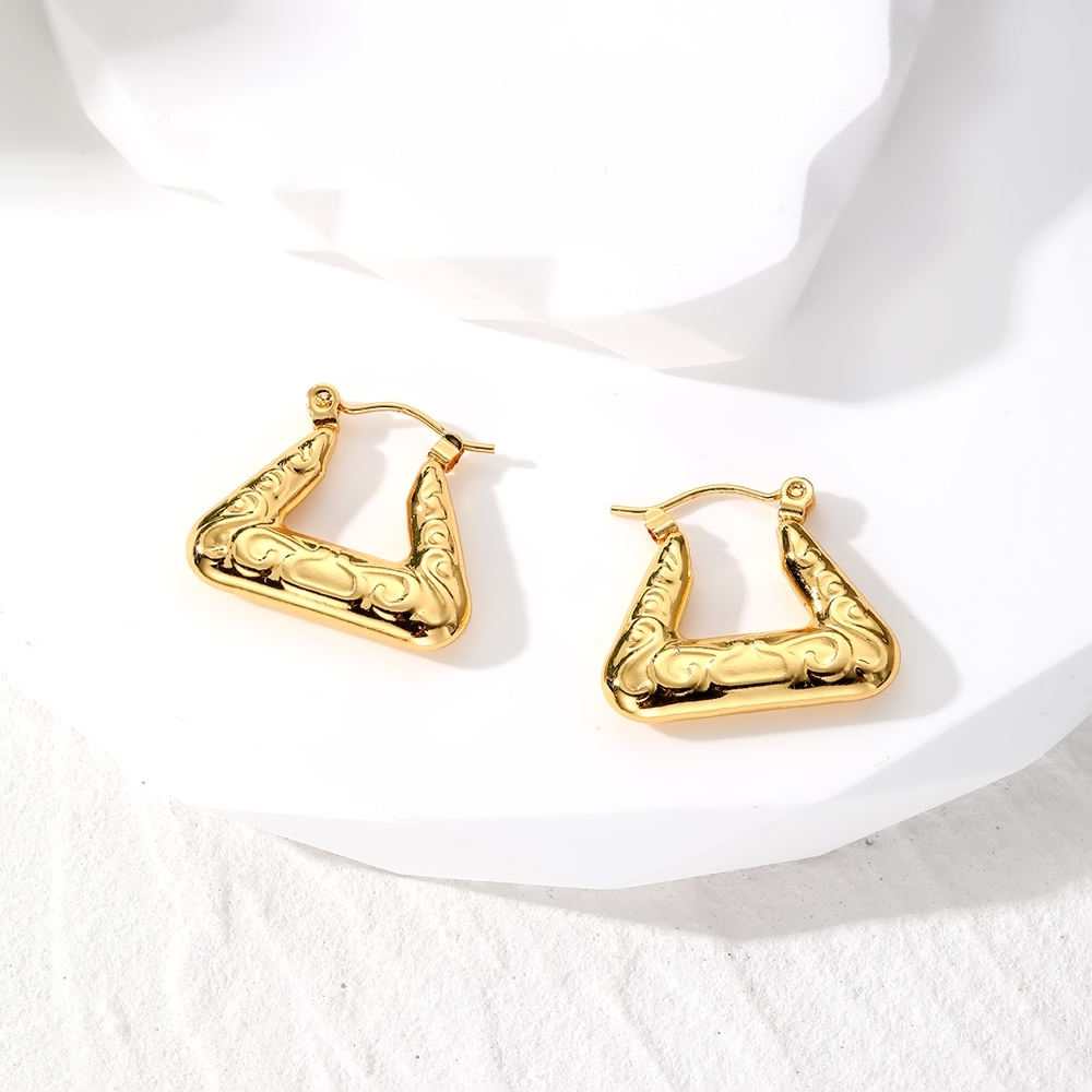 1 Pair Vintage Style Simple Style Classic Style Geometric Stainless Steel Earrings display picture 2