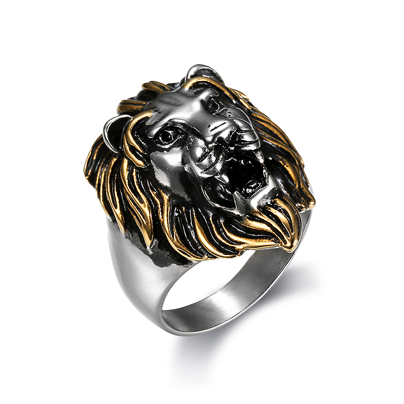 304 Stainless Steel Punk Cool Style Plating Lion Rings display picture 1