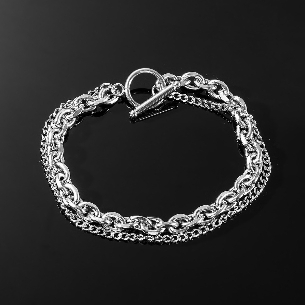 Hip-hop Solid Color Stainless Steel Toggle Chain Unisex Bracelets display picture 2