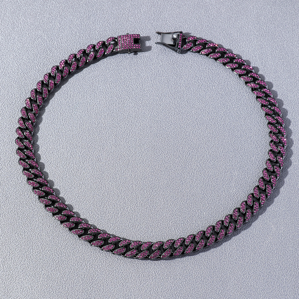 Hip-hop Solid Color Alloy Inlay Rhinestones Men's Bracelets Necklace display picture 5