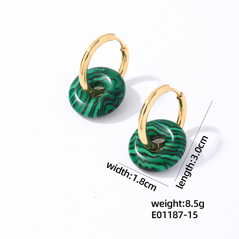 1 Pair Casual Simple Style Round Plating 304 Stainless Steel Natural Stone Earrings display picture 19