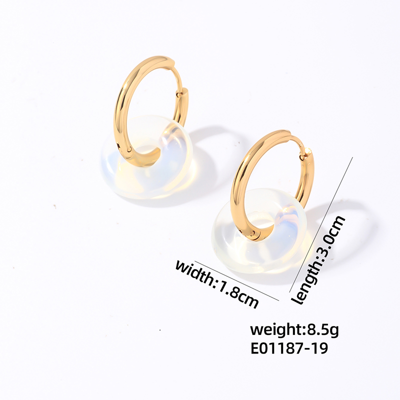 1 Pair Casual Simple Style Round Plating 304 Stainless Steel Natural Stone Earrings display picture 16