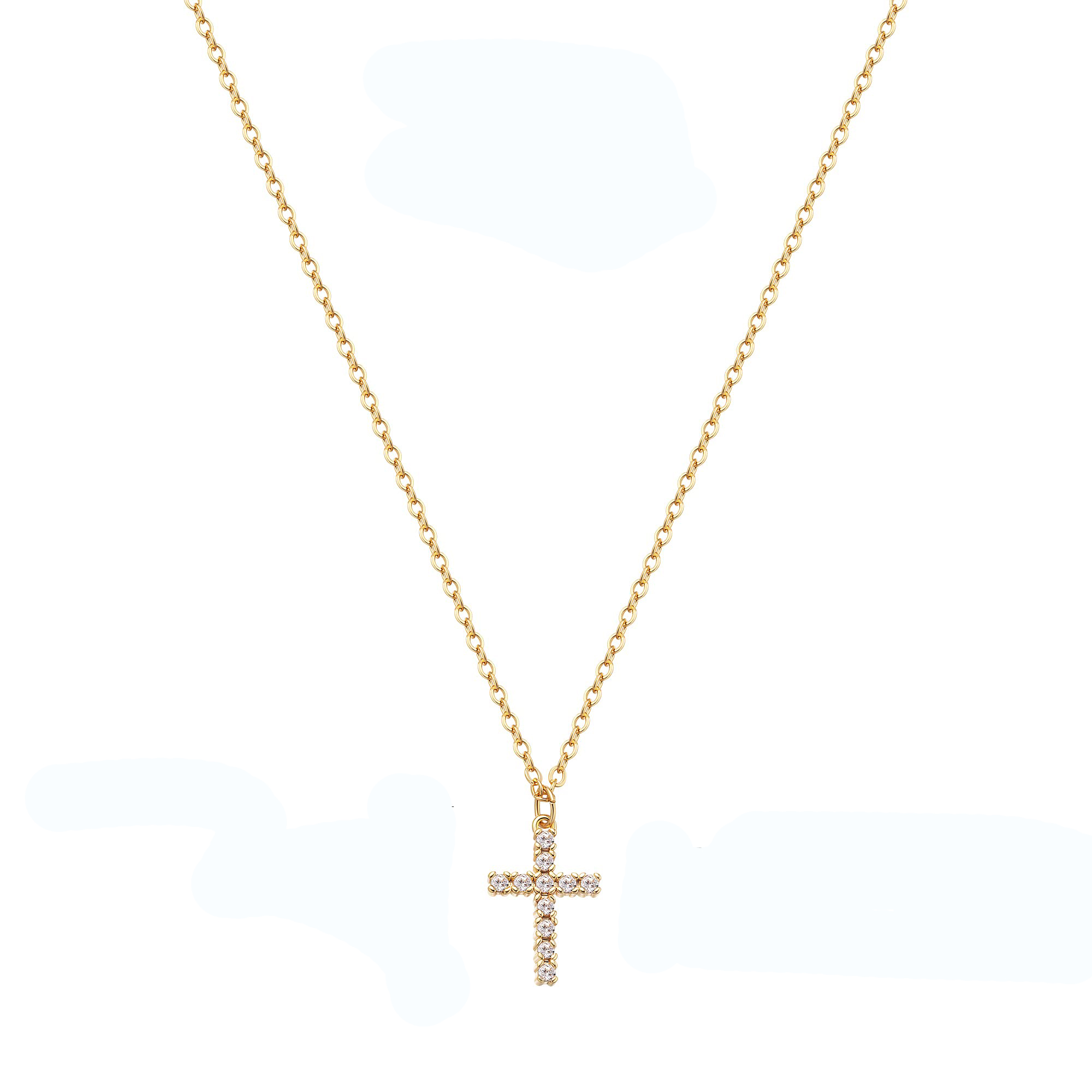 Titanium Steel 18K Gold Plated Elegant Streetwear Plating Inlay Cross Zircon Pendant Necklace display picture 5