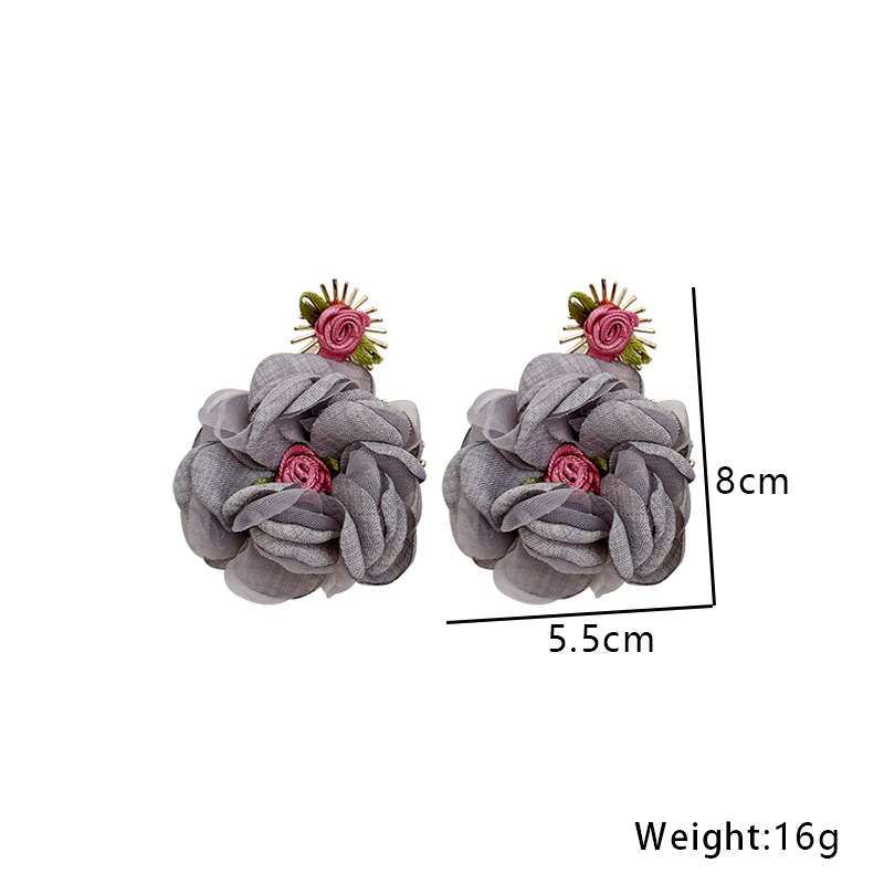 1 Pair Sweet Flower Alloy Cloth Drop Earrings display picture 7