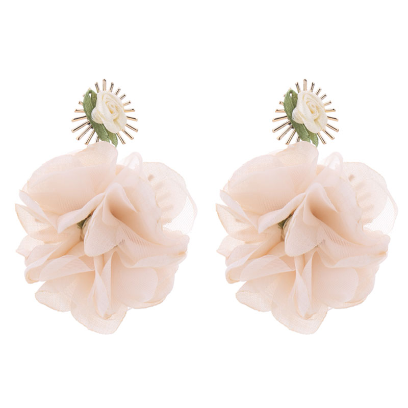1 Pair Sweet Flower Alloy Cloth Drop Earrings display picture 3