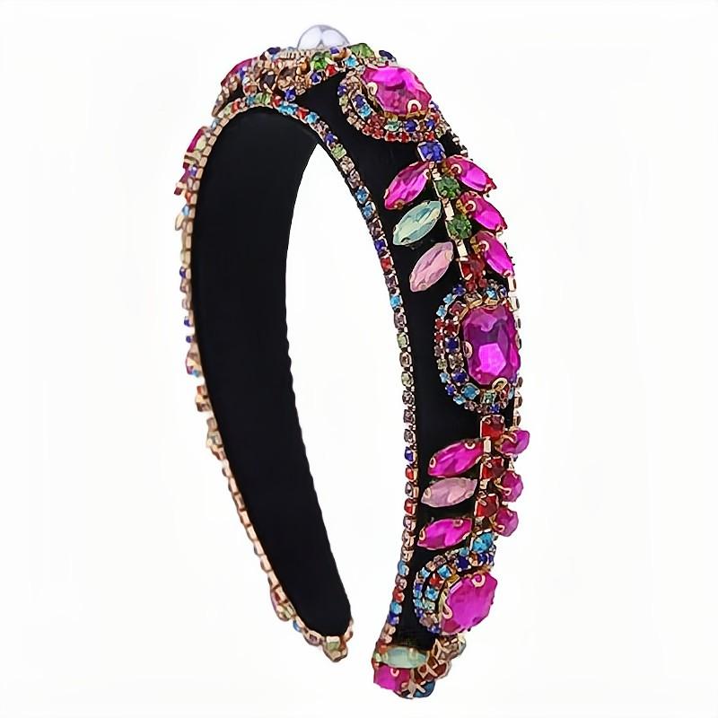 Shiny Flower Cloth Glass Inlay Rhinestones Pearl Hair Band display picture 5