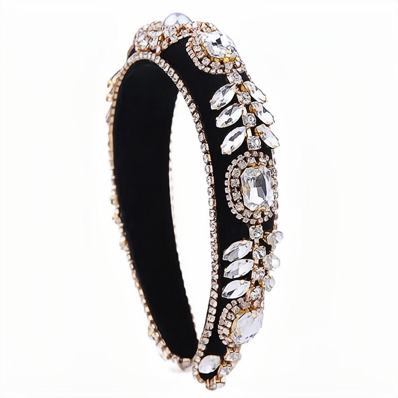 Shiny Flower Cloth Glass Inlay Rhinestones Pearl Hair Band display picture 4