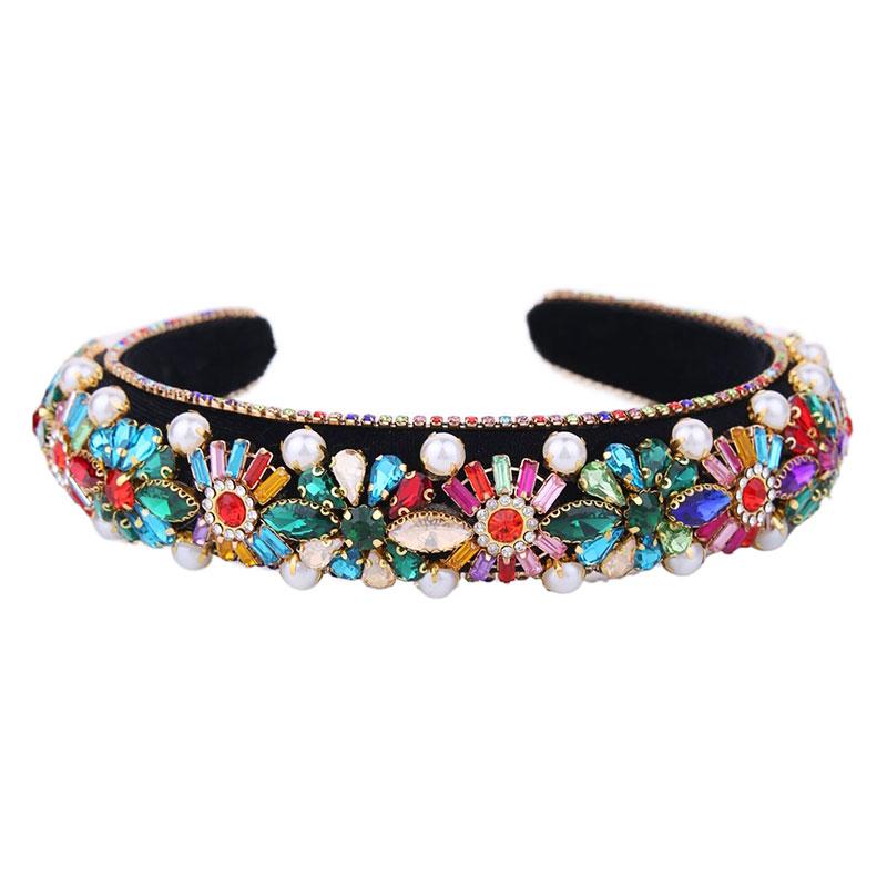 Shiny Flower Cloth Inlay Rhinestones Pearl Hair Band display picture 6