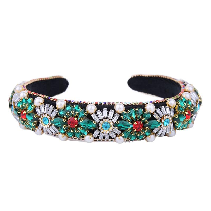 Shiny Flower Cloth Inlay Rhinestones Pearl Hair Band display picture 7