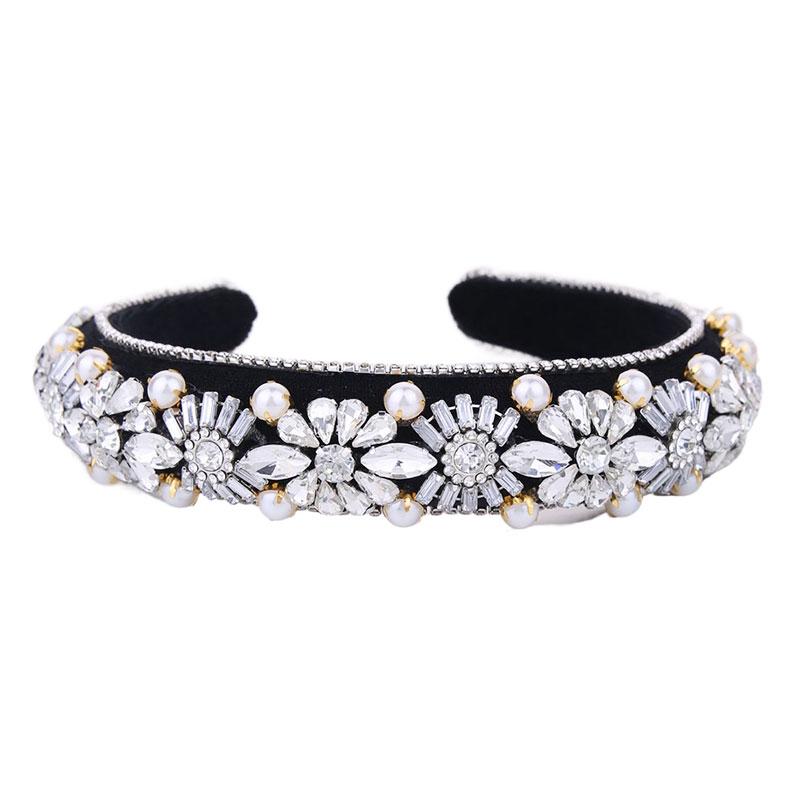 Shiny Flower Cloth Inlay Rhinestones Pearl Hair Band display picture 8
