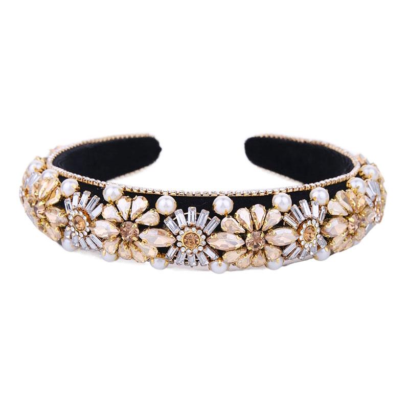 Shiny Flower Cloth Inlay Rhinestones Pearl Hair Band display picture 9