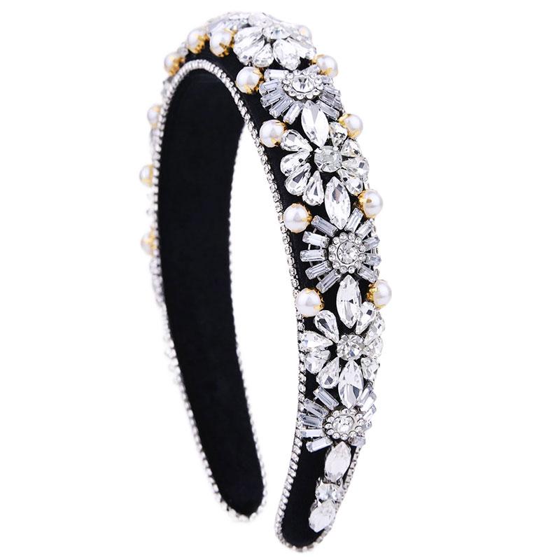 Shiny Flower Cloth Inlay Rhinestones Pearl Hair Band display picture 3