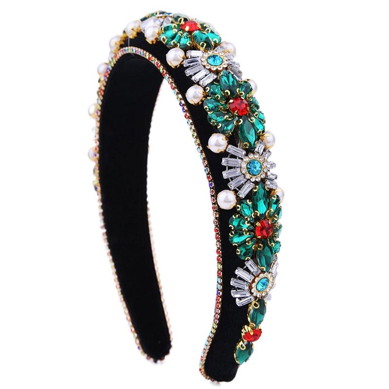 Shiny Flower Cloth Inlay Rhinestones Pearl Hair Band display picture 4
