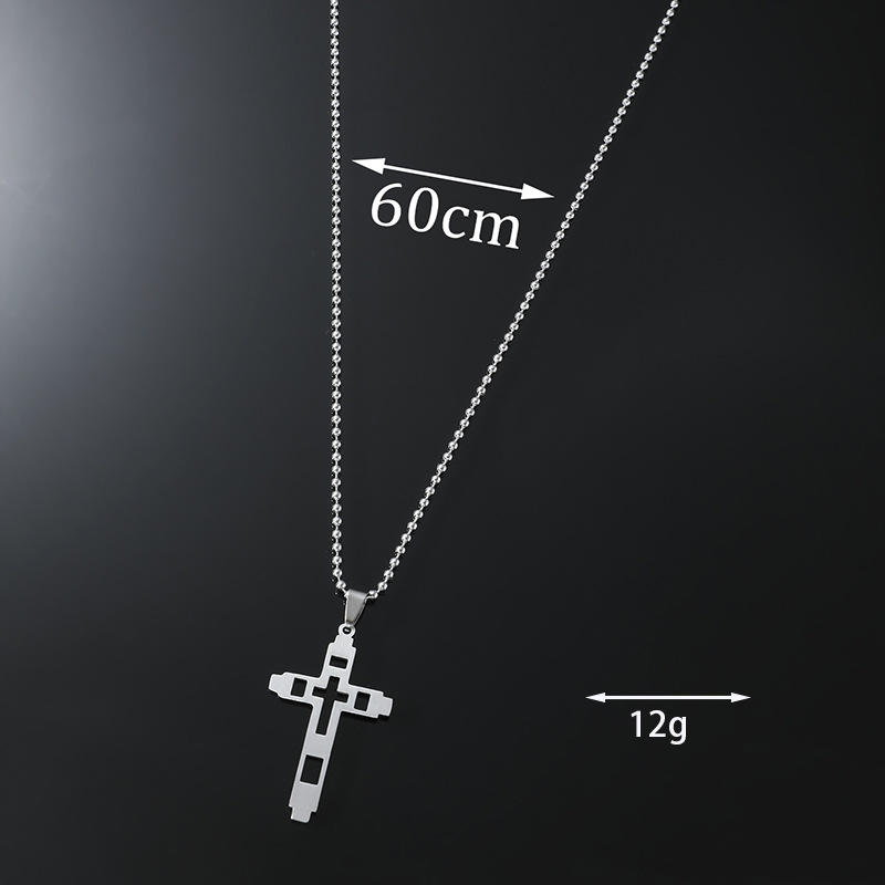Simple Style Cross Titanium Steel Plating Men's Pendant Necklace display picture 5