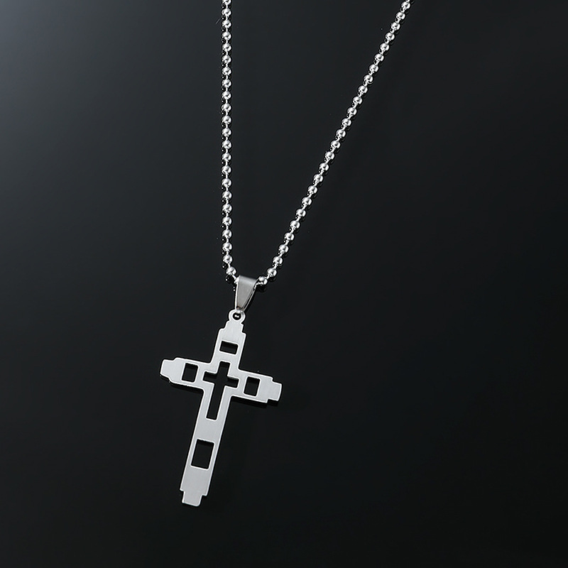 Simple Style Cross Titanium Steel Plating Men's Pendant Necklace display picture 6