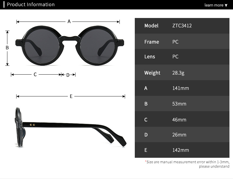 Ig-stil Farbverlauf Einfarbig Pc Runder Rahmen Vollbild Brille display picture 1