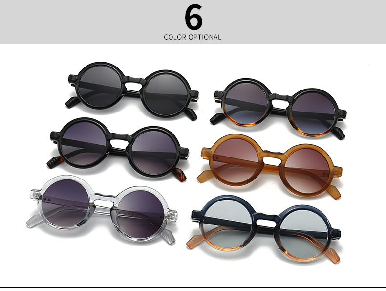 Ig Style Gradient Color Solid Color Pc Round Frame Full Frame Glasses display picture 2