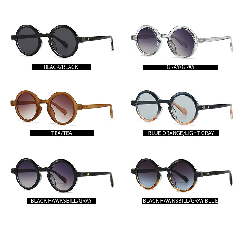 Ig Style Gradient Color Solid Color Pc Round Frame Full Frame Glasses display picture 4