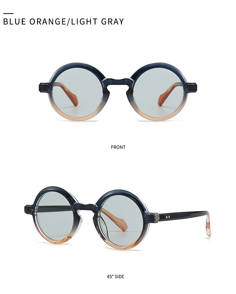Ig Style Gradient Color Solid Color Pc Round Frame Full Frame Glasses display picture 11