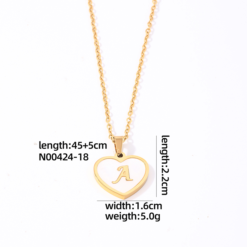 304 Stainless Steel Casual Simple Style Plating Inlay Letter Heart Shape Shell Pendant Necklace display picture 20