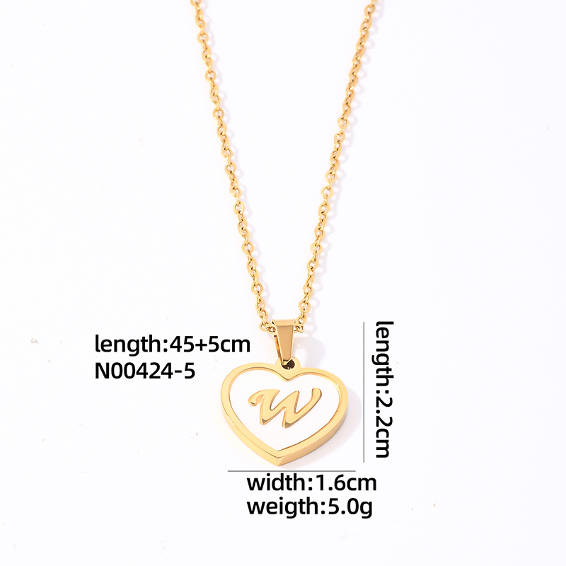 304 Stainless Steel Casual Simple Style Plating Inlay Letter Heart Shape Shell Pendant Necklace display picture 7