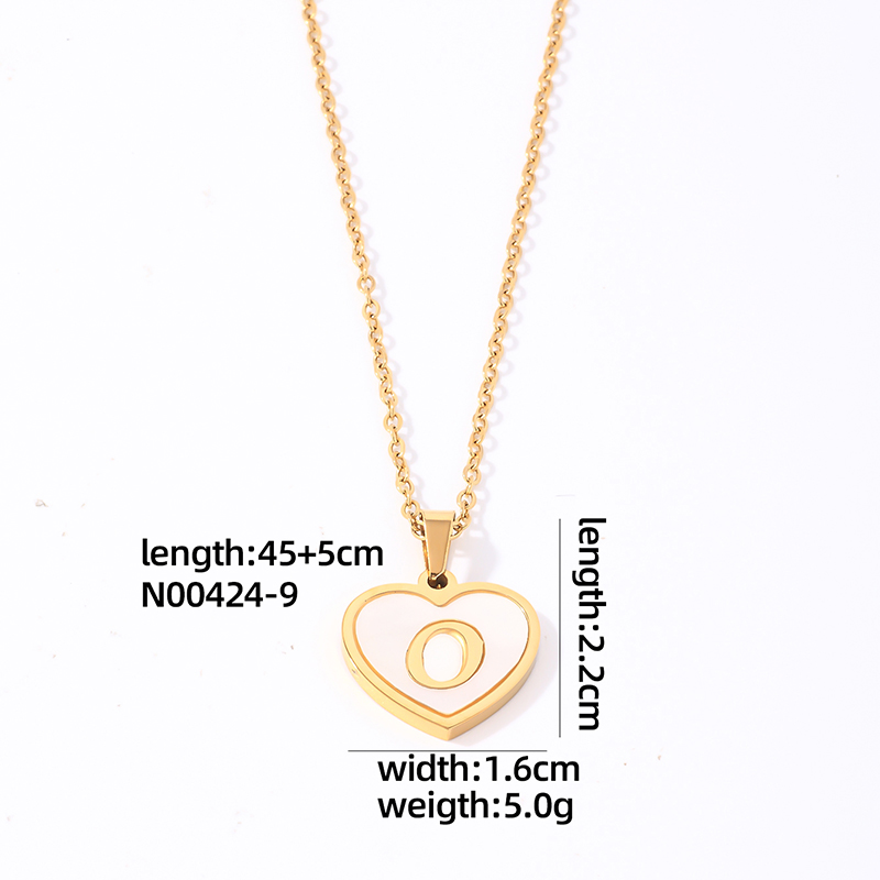 304 Stainless Steel Casual Simple Style Plating Inlay Letter Heart Shape Shell Pendant Necklace display picture 8
