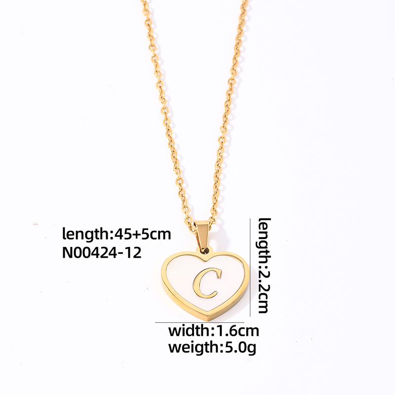 304 Stainless Steel Casual Simple Style Plating Inlay Letter Heart Shape Shell Pendant Necklace display picture 12