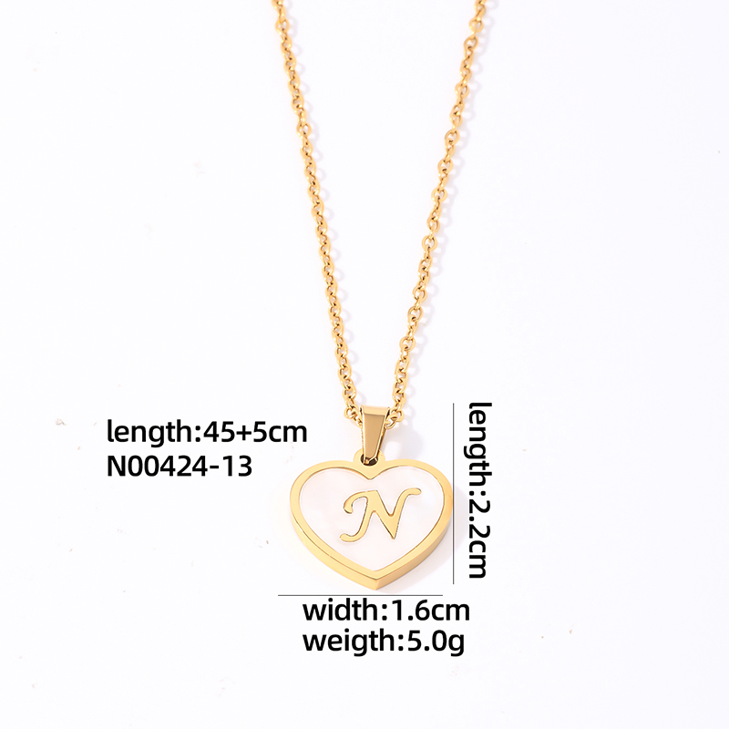 304 Stainless Steel Casual Simple Style Plating Inlay Letter Heart Shape Shell Pendant Necklace display picture 13