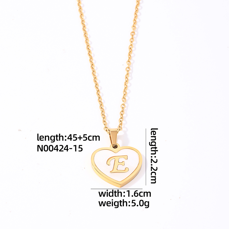 304 Stainless Steel Casual Simple Style Plating Inlay Letter Heart Shape Shell Pendant Necklace display picture 15