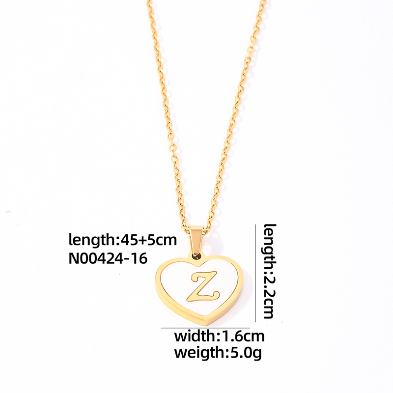 304 Stainless Steel Casual Simple Style Plating Inlay Letter Heart Shape Shell Pendant Necklace display picture 14