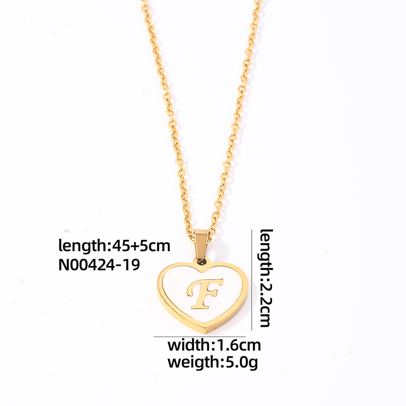 304 Stainless Steel Casual Simple Style Plating Inlay Letter Heart Shape Shell Pendant Necklace display picture 19