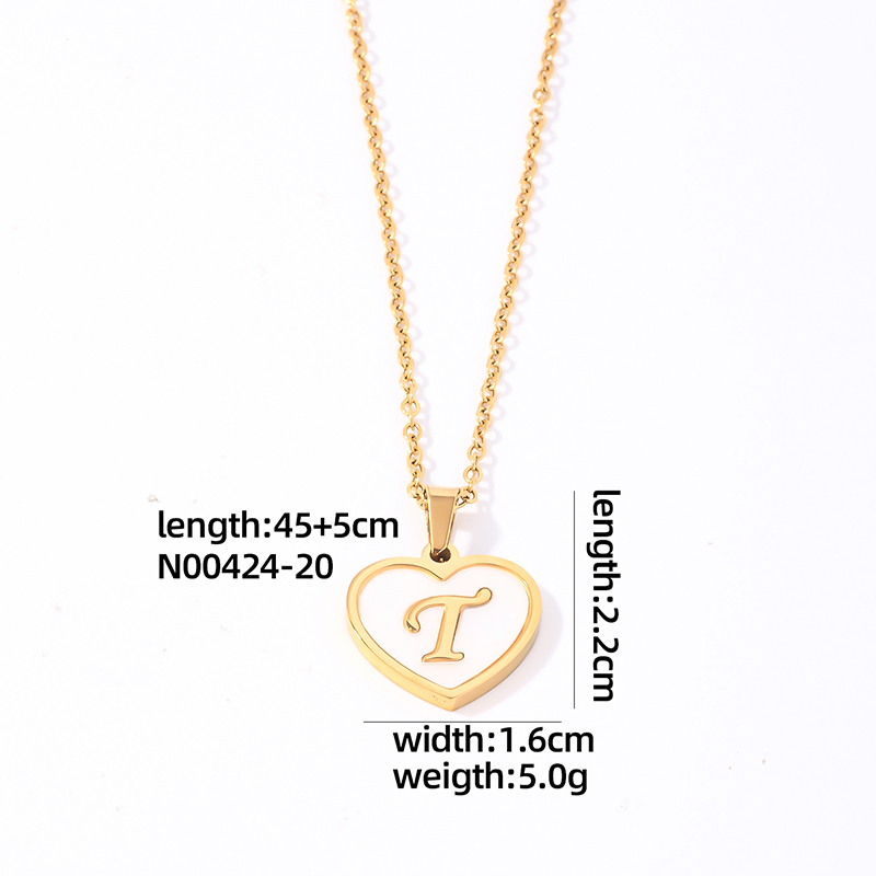 304 Stainless Steel Casual Simple Style Plating Inlay Letter Heart Shape Shell Pendant Necklace display picture 24