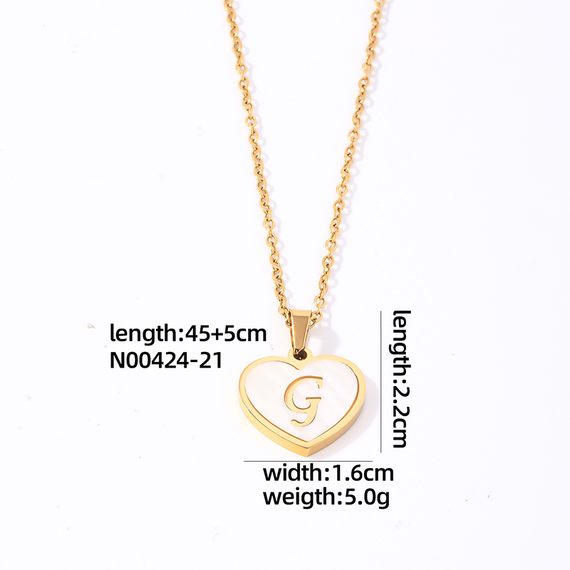 304 Stainless Steel Casual Simple Style Plating Inlay Letter Heart Shape Shell Pendant Necklace display picture 22