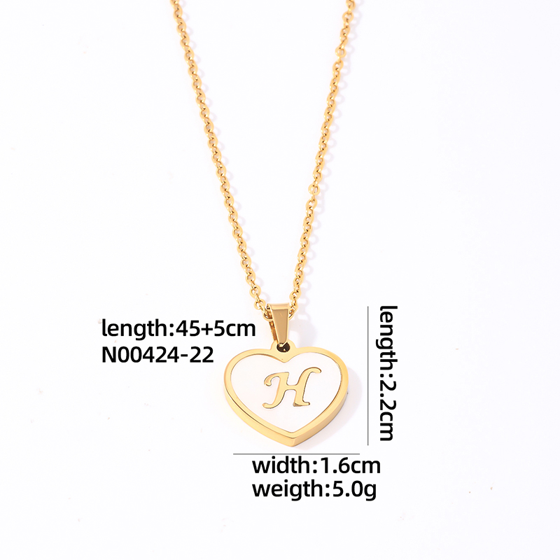 304 Stainless Steel Casual Simple Style Plating Inlay Letter Heart Shape Shell Pendant Necklace display picture 25