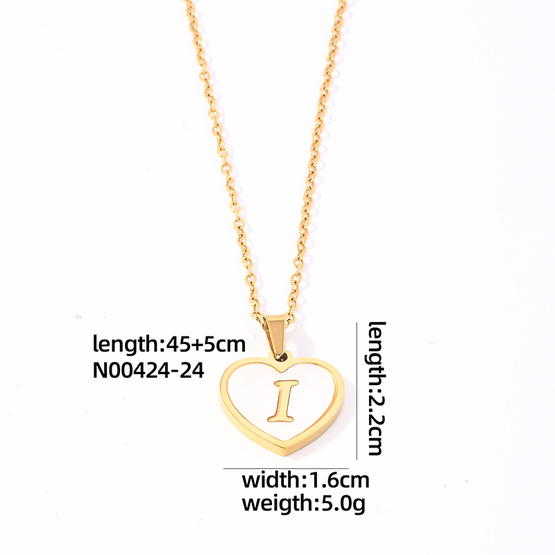 304 Stainless Steel Casual Simple Style Plating Inlay Letter Heart Shape Shell Pendant Necklace display picture 17