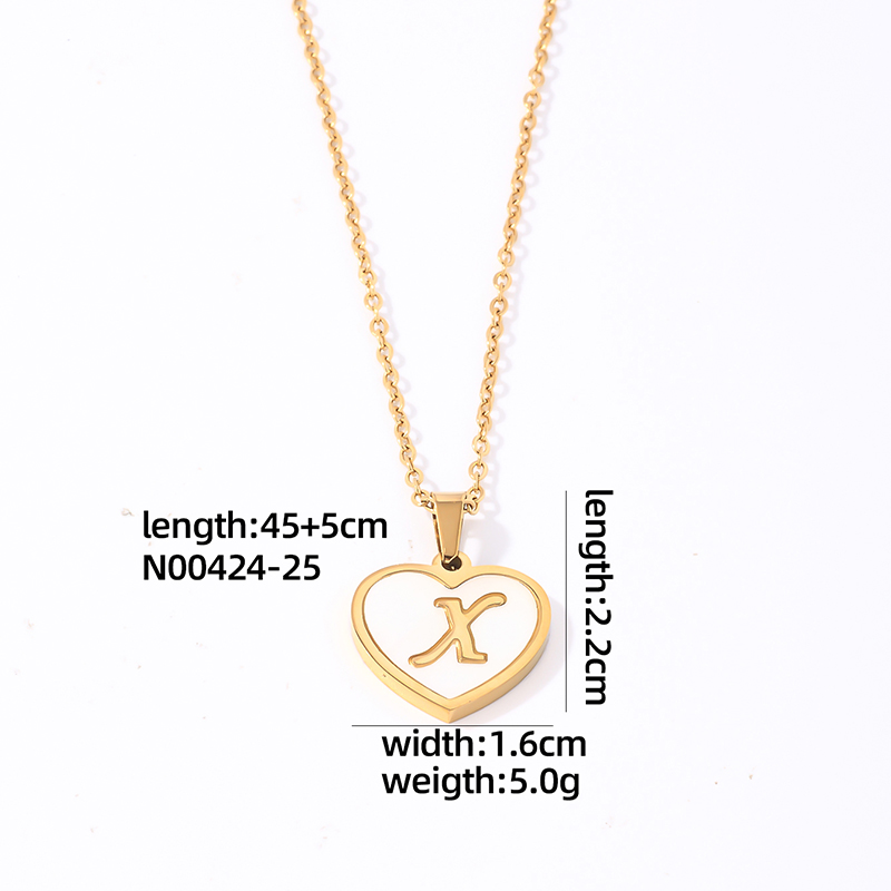 304 Stainless Steel Casual Simple Style Plating Inlay Letter Heart Shape Shell Pendant Necklace display picture 23