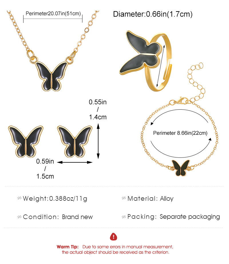 Style Simple Papillon Alliage Placage Plaqué Or 14k Femmes Anneaux Bracelets Collier display picture 1
